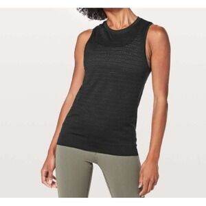 Lululemon Breeze By Black Mesh Seamless Tank Womens sz 8